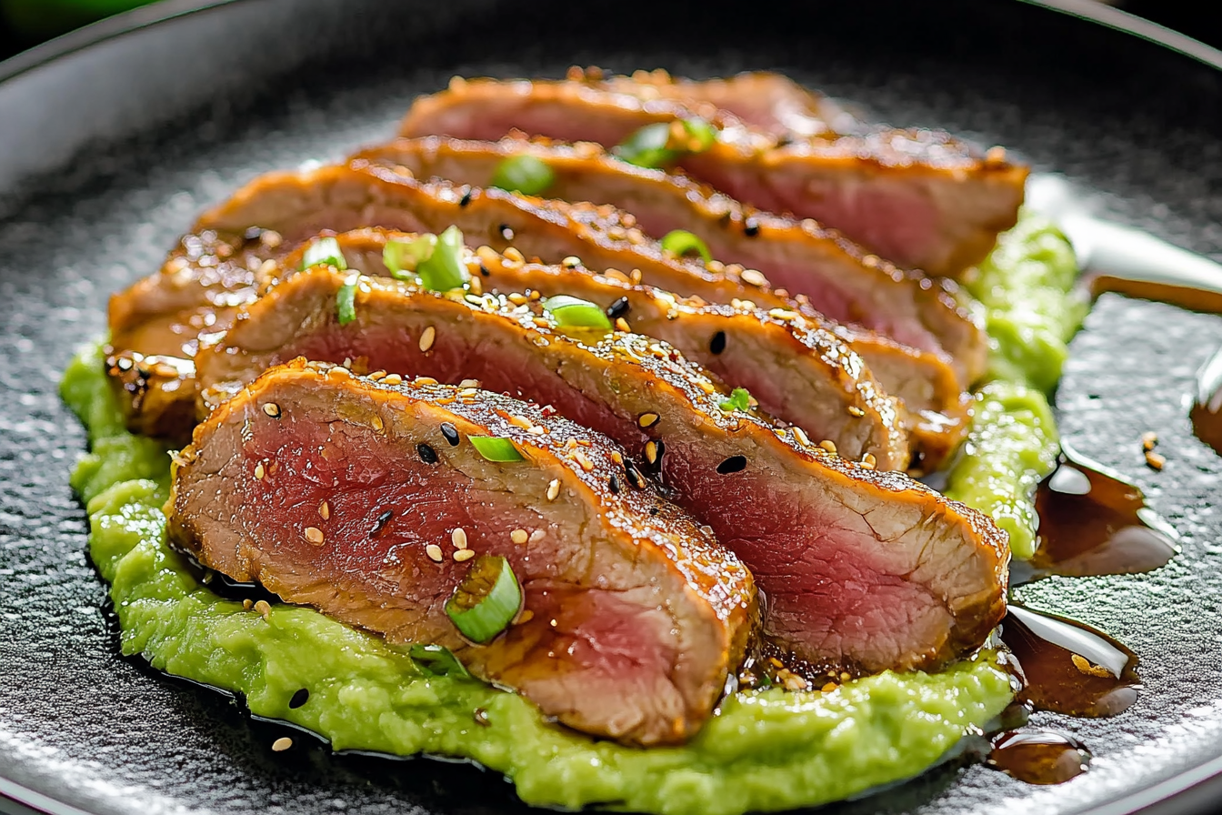 Tataki z kaczego fileta na puree avocado
