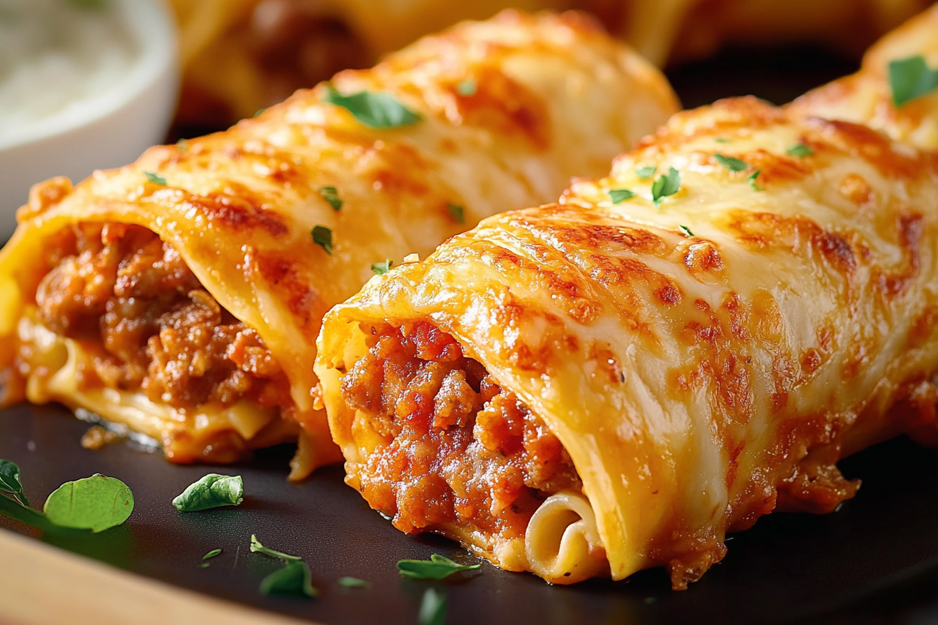 Roladki lasagne z kiełbasą