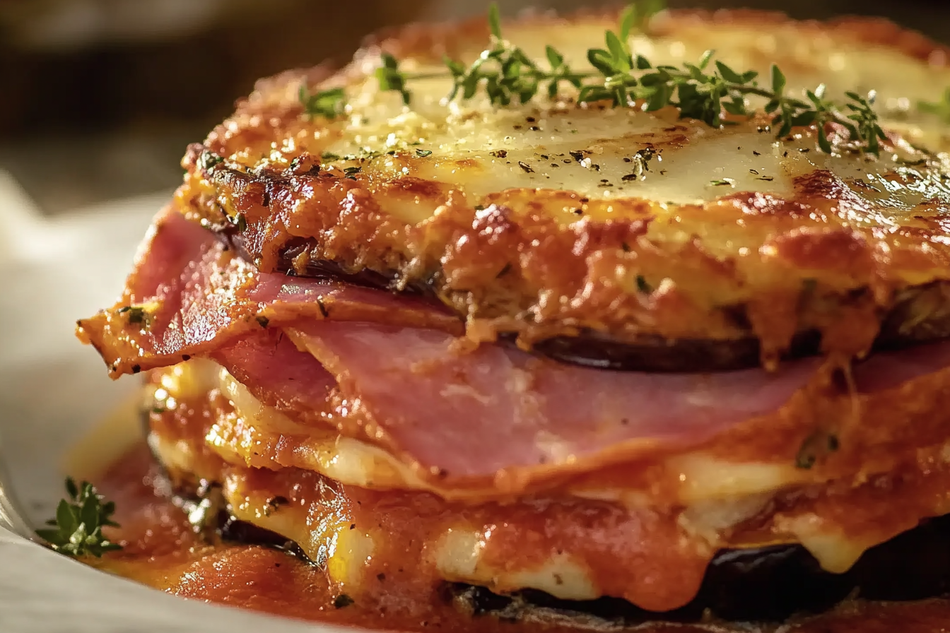 Bakłażan z parmezanem i szynką
