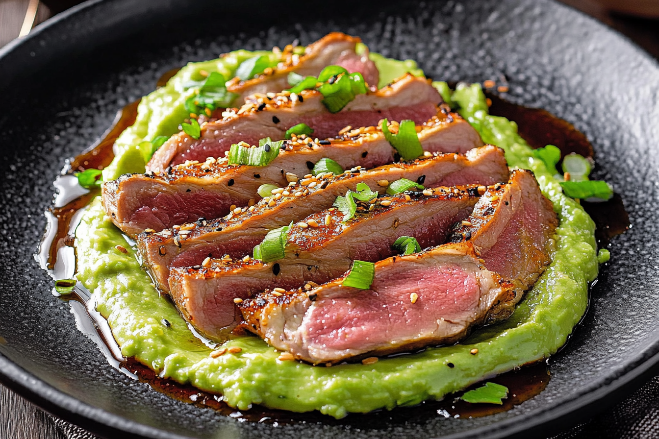 Tataki z kaczego fileta na puree avocado