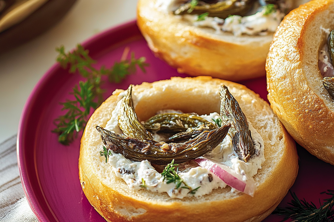 Bagel z sardynkami i serem