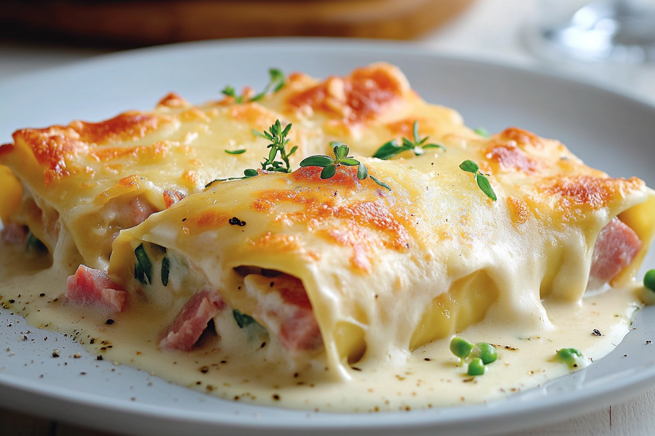 Cannelloni z szynką w sosie kremowym