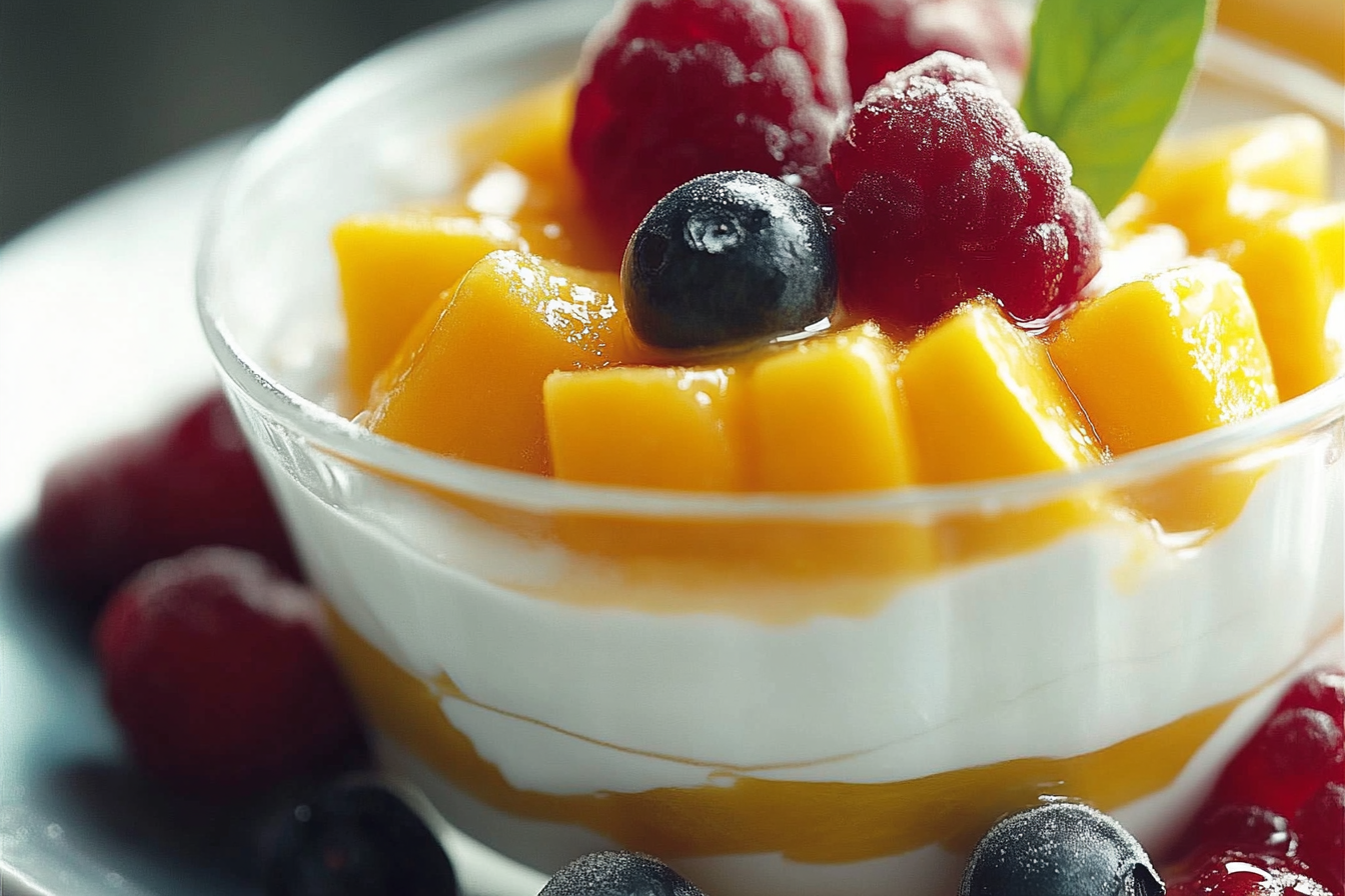 Mango i jogurt w szklance