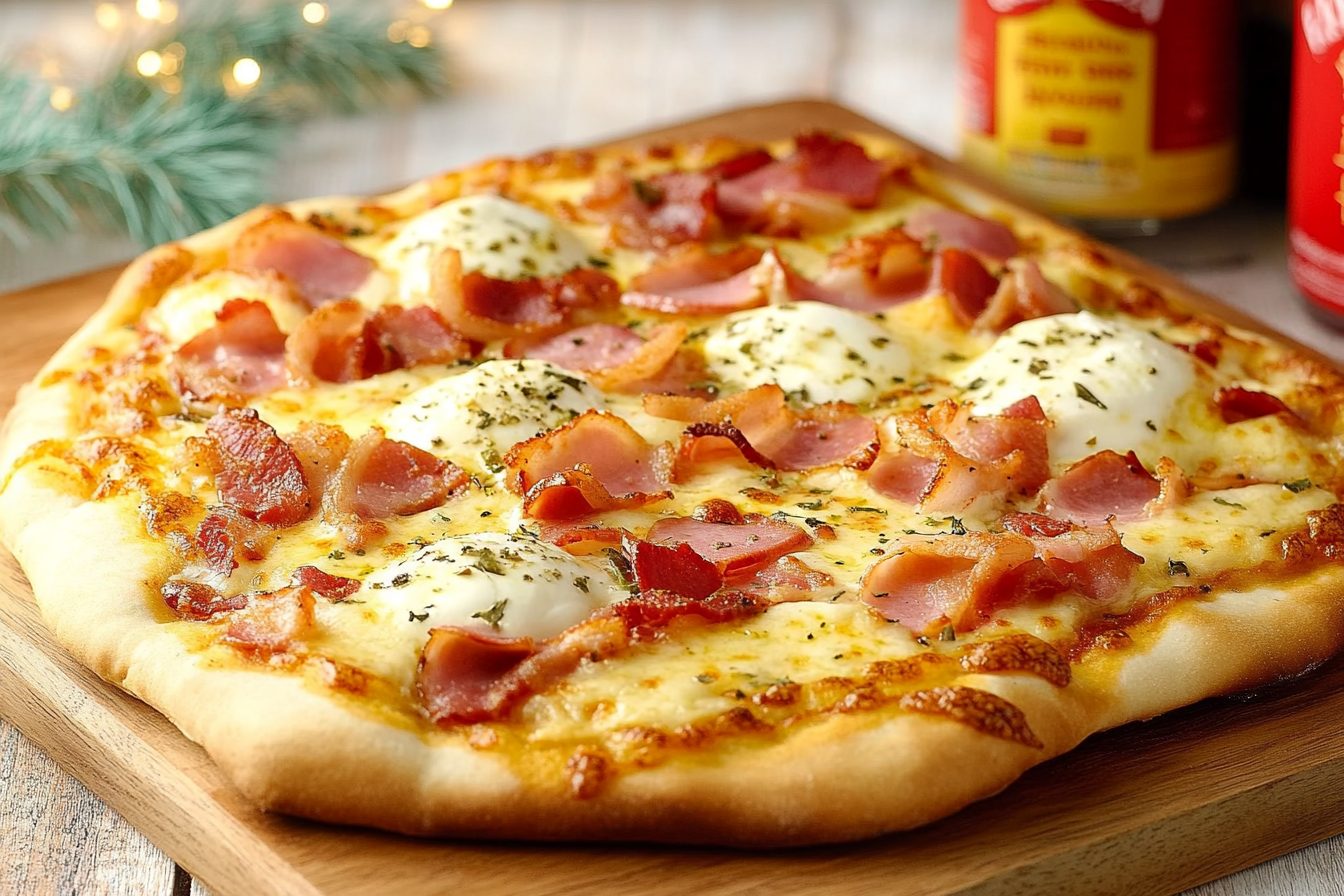 Pizza na śniadanie z boczkiem