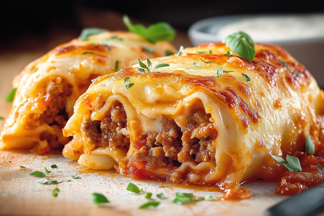 Roladki lasagne z kiełbasą