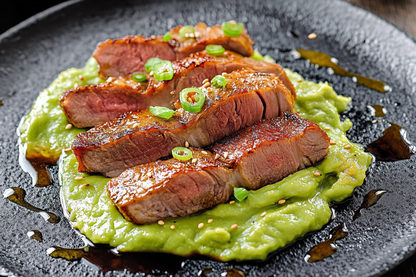Tataki z kaczego fileta na puree avocado