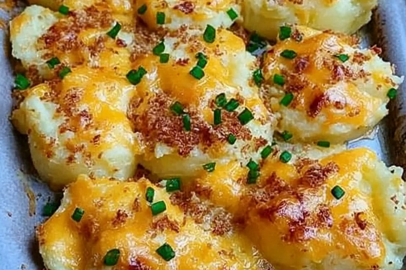 Crispy smashed potatoes with cheddar