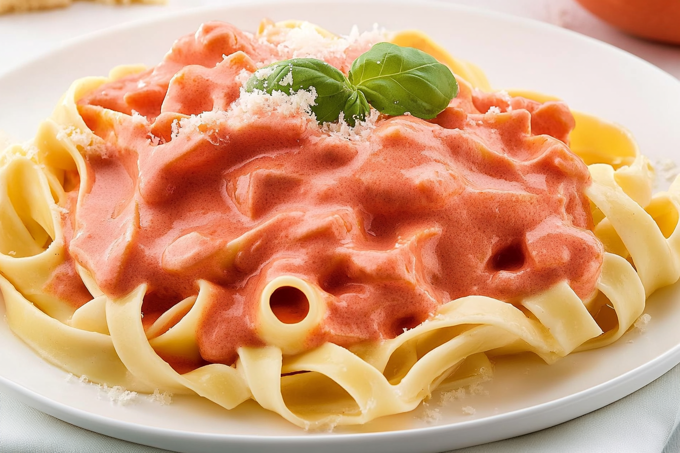 Fettuccine w sosie różowym