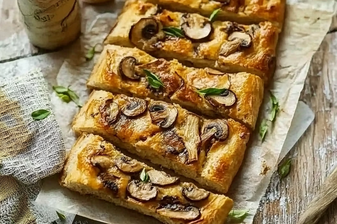 Focaccia z pleurotkami