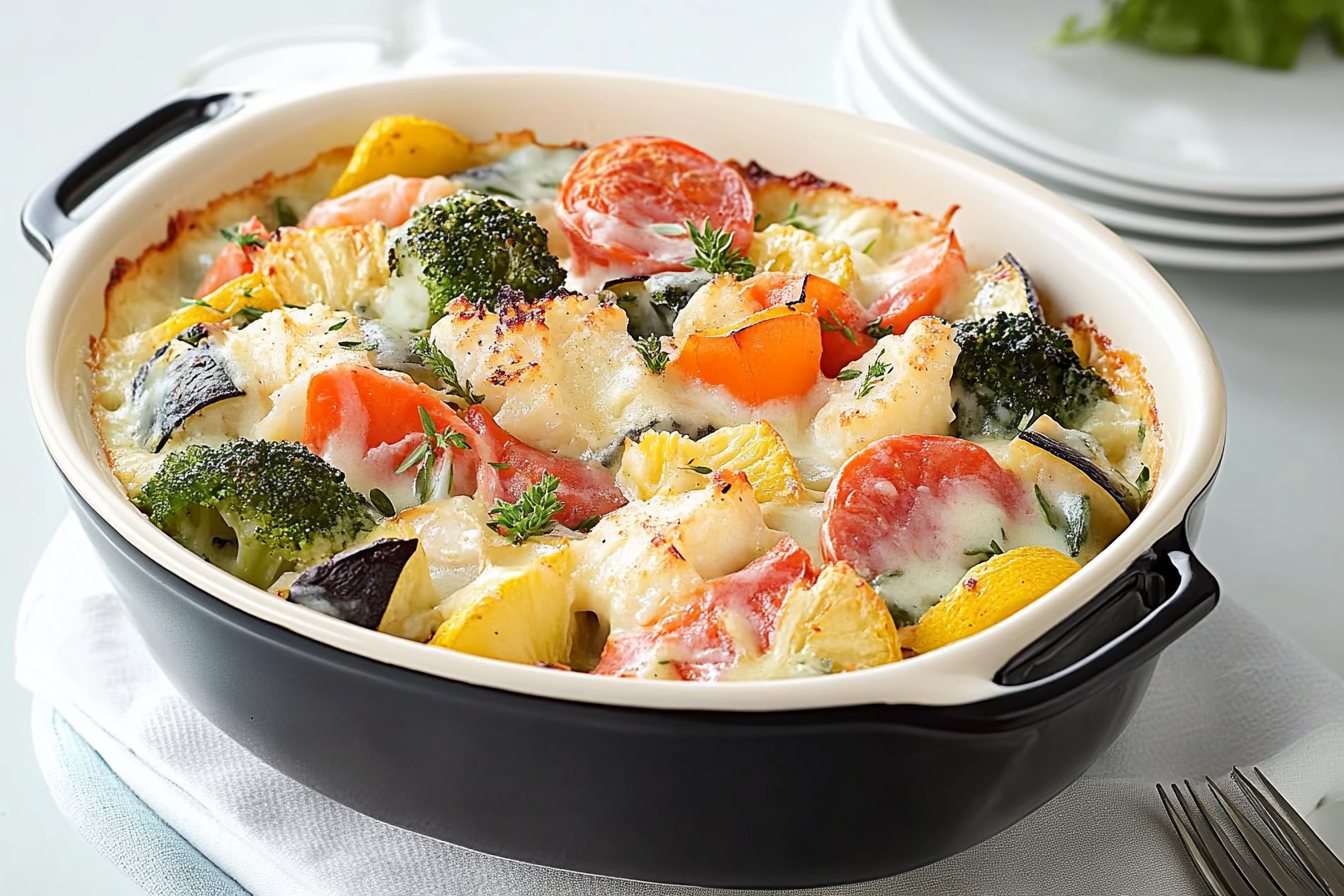 Gratin warzywny Alfredo z goberge