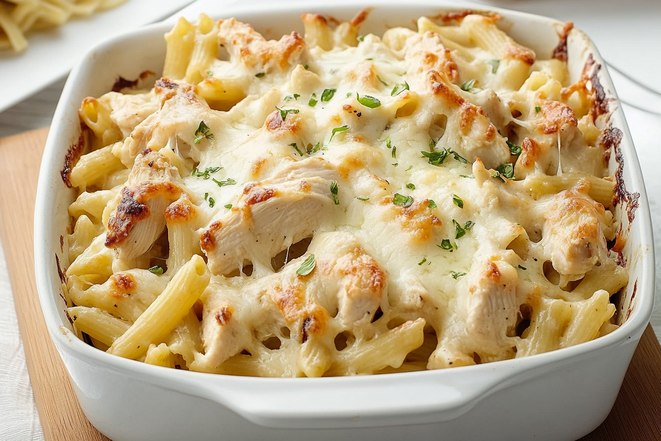 Gratin z makaronem i kurczakiem