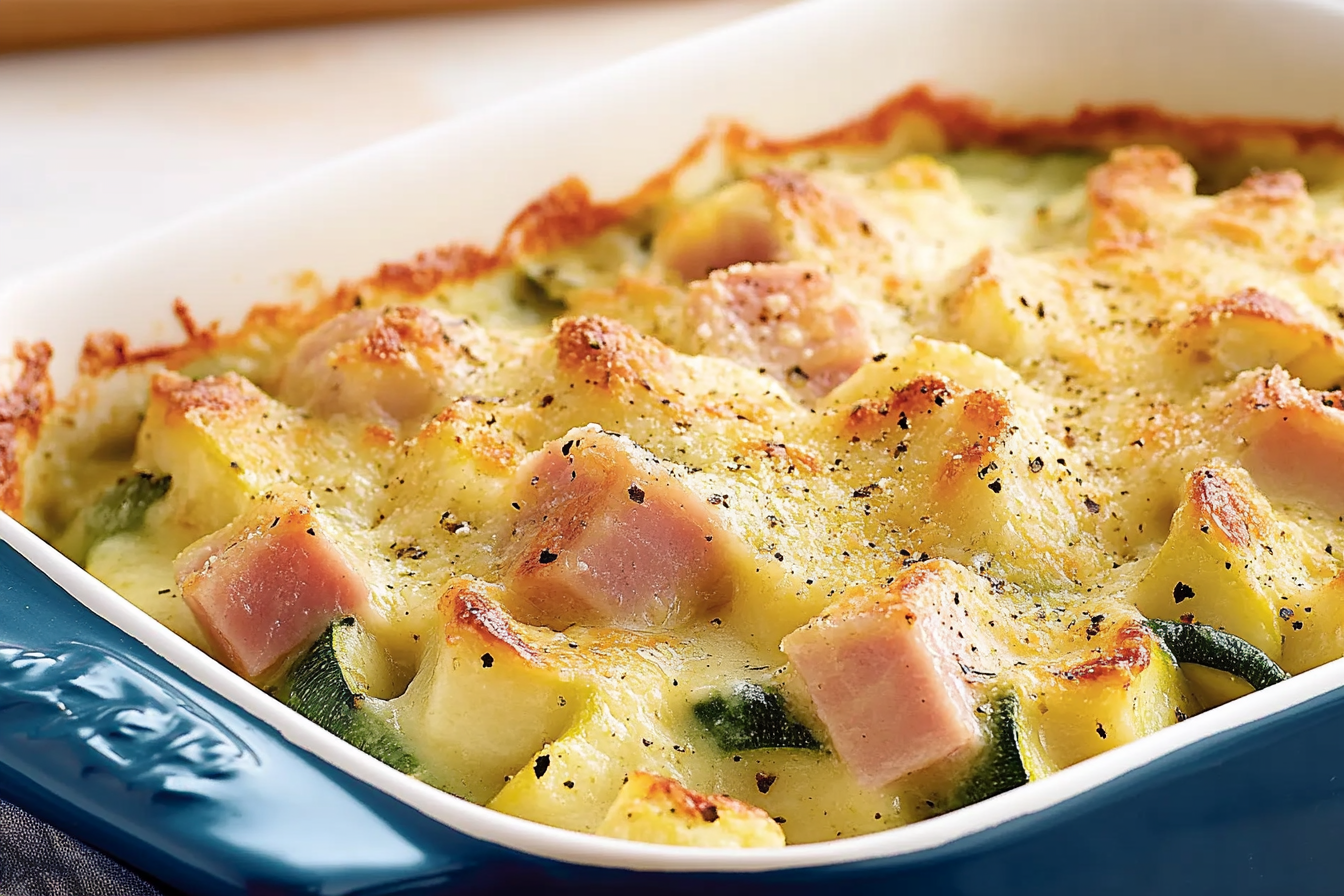 Gratin z szynką i cukinią