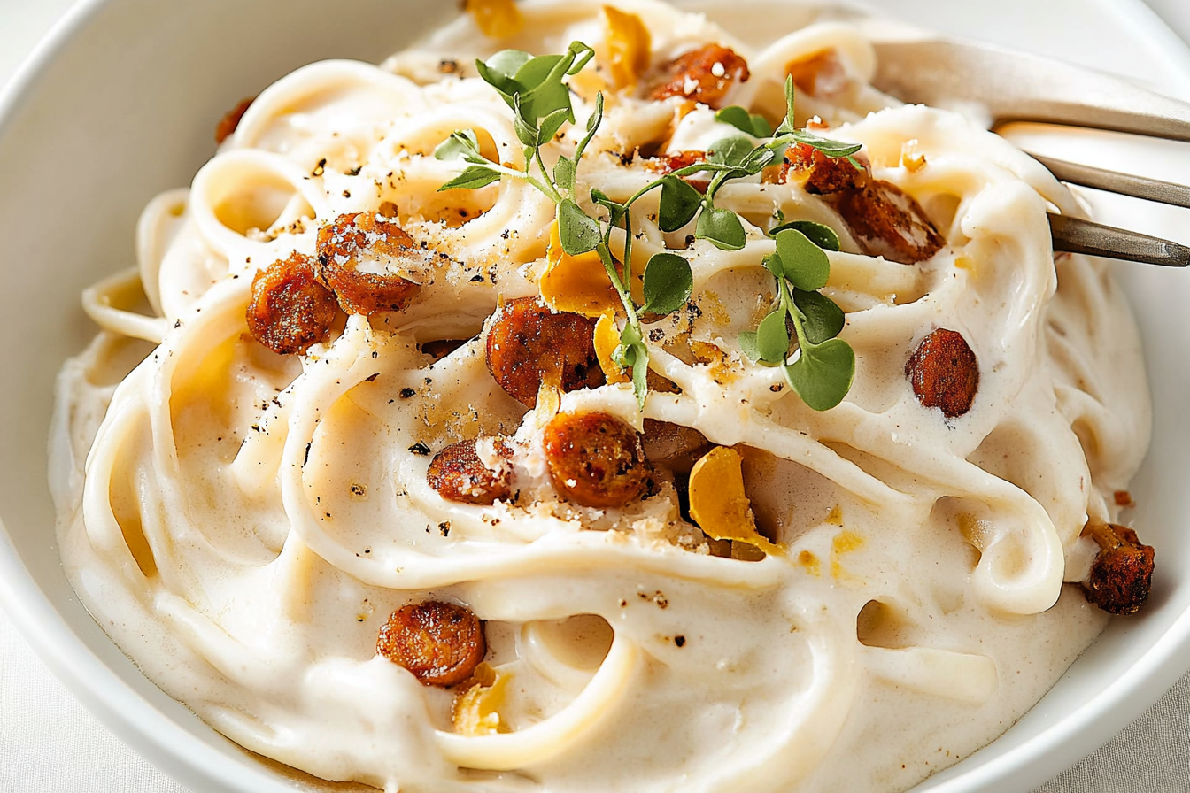 Linguine w kremowym sosie kiełbasianym