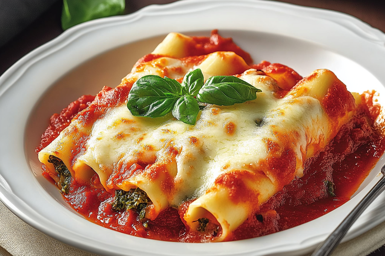 Manicotti ze szpinakiem i serem