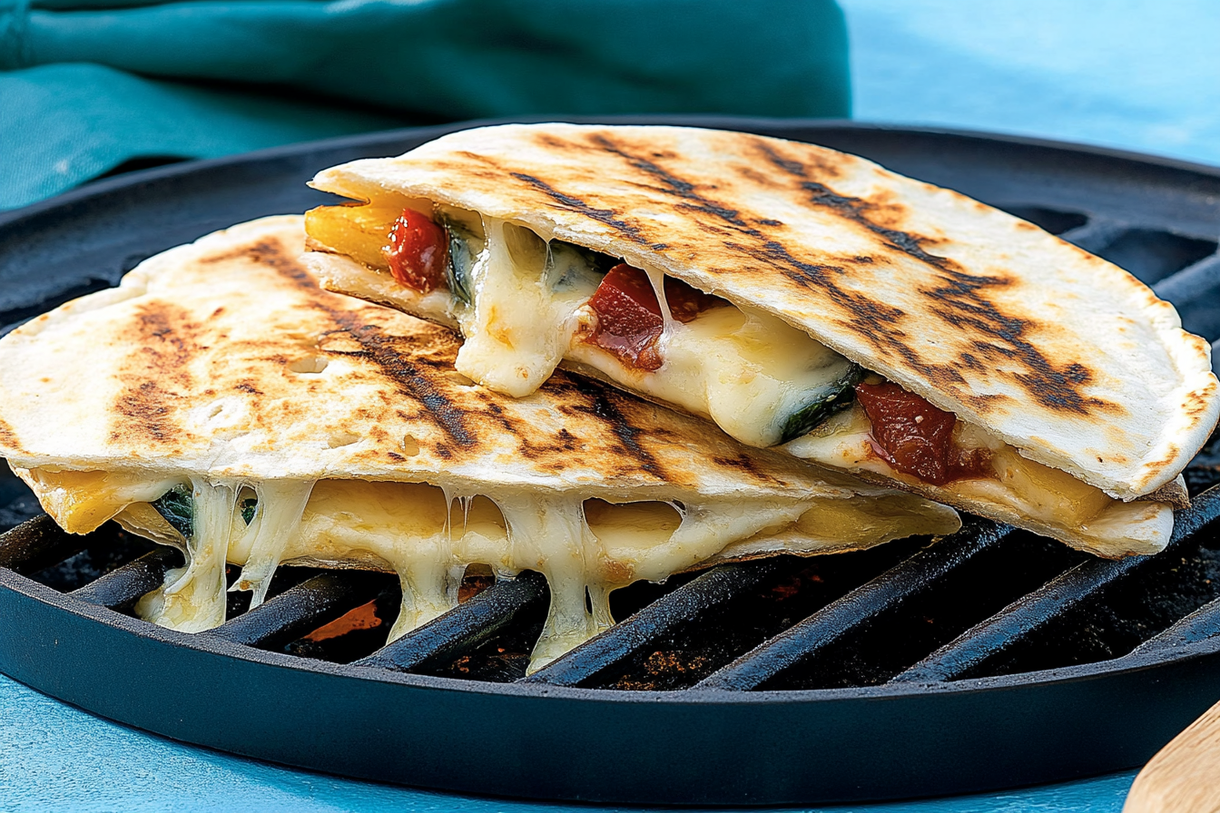 Pita z serem cheddar na grillu