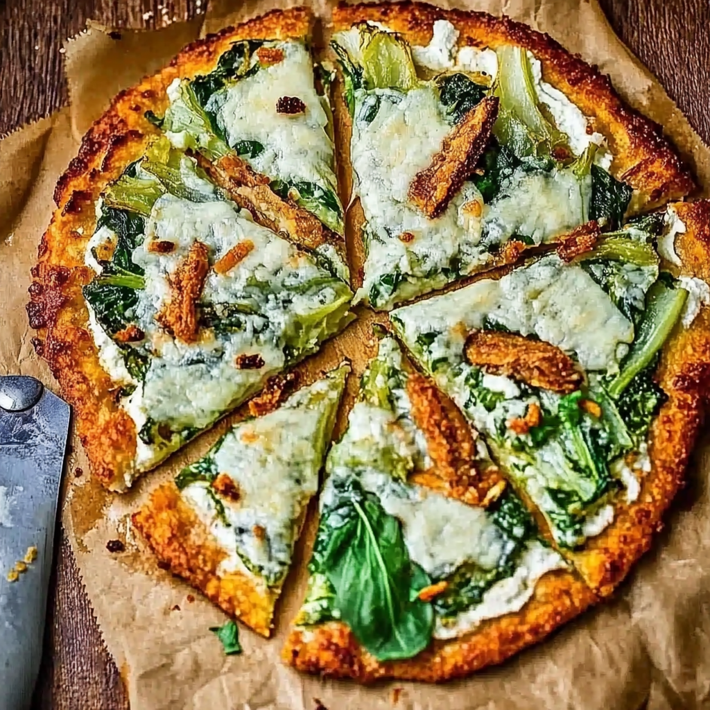 Pizza z liściem kapusty i serem