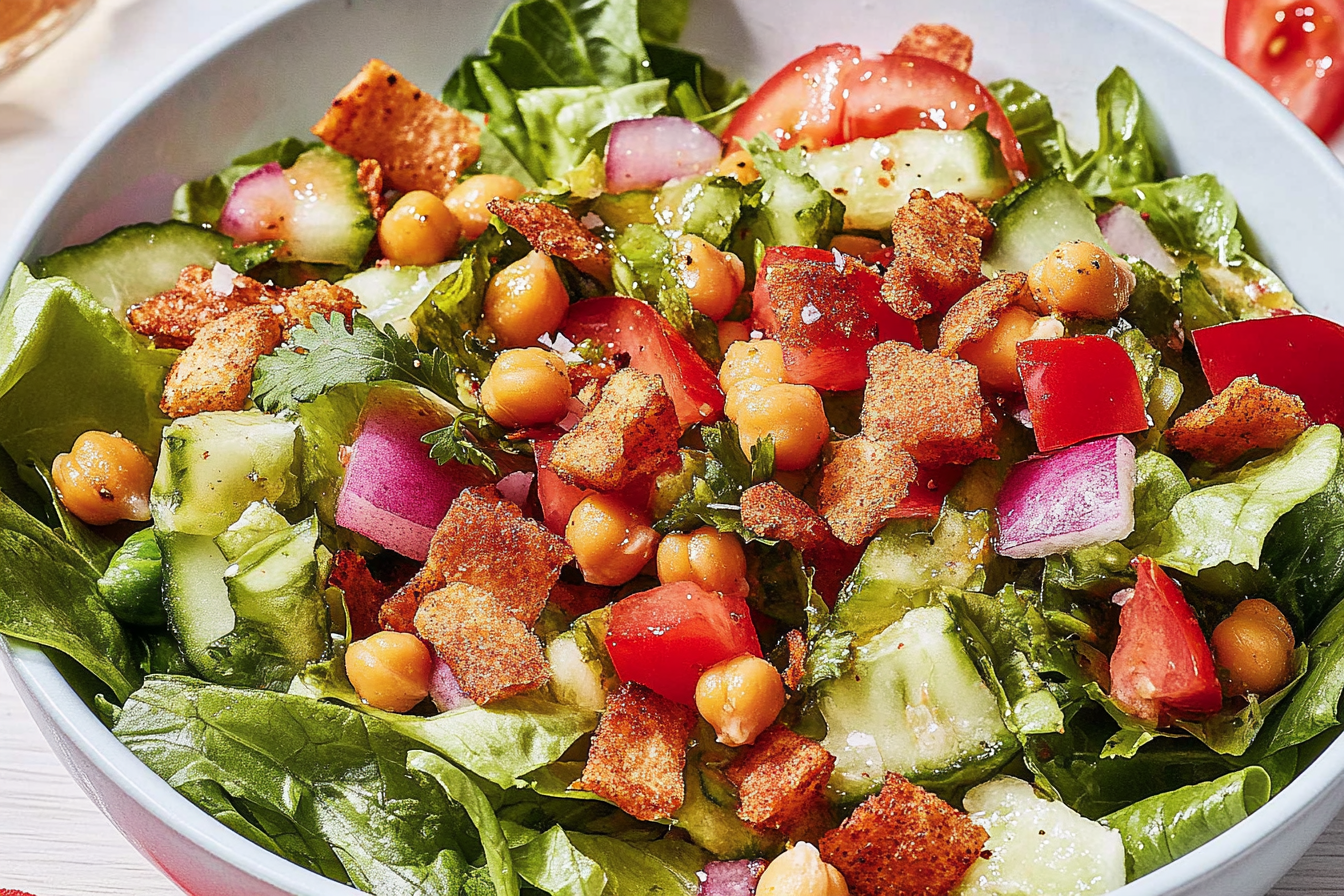 Sałatka fattoush z ciecierzycą