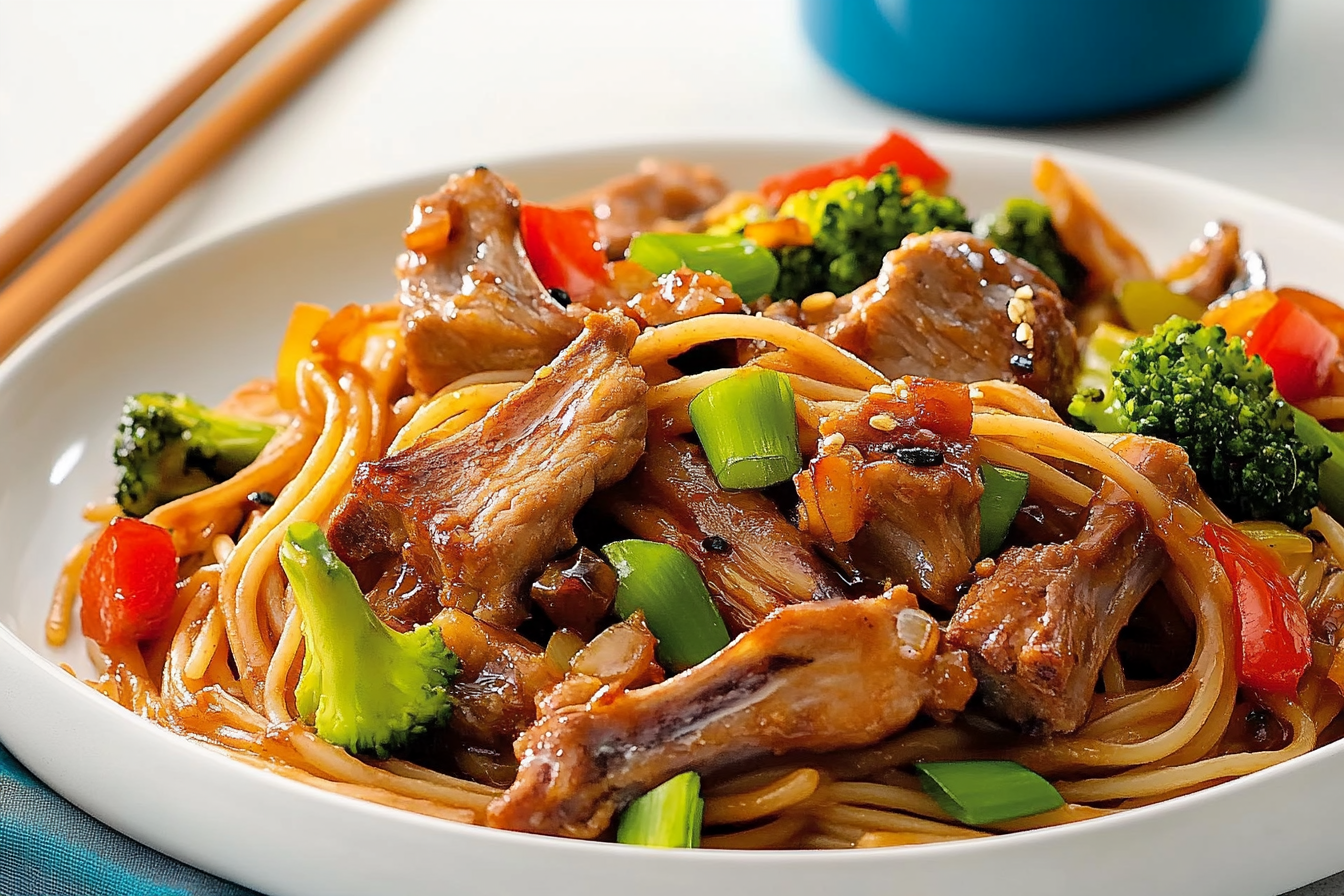Spaghetti chińskie z żeberkami