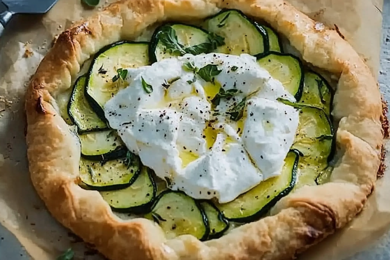 Tarta rustykalna z cukinią i burratą