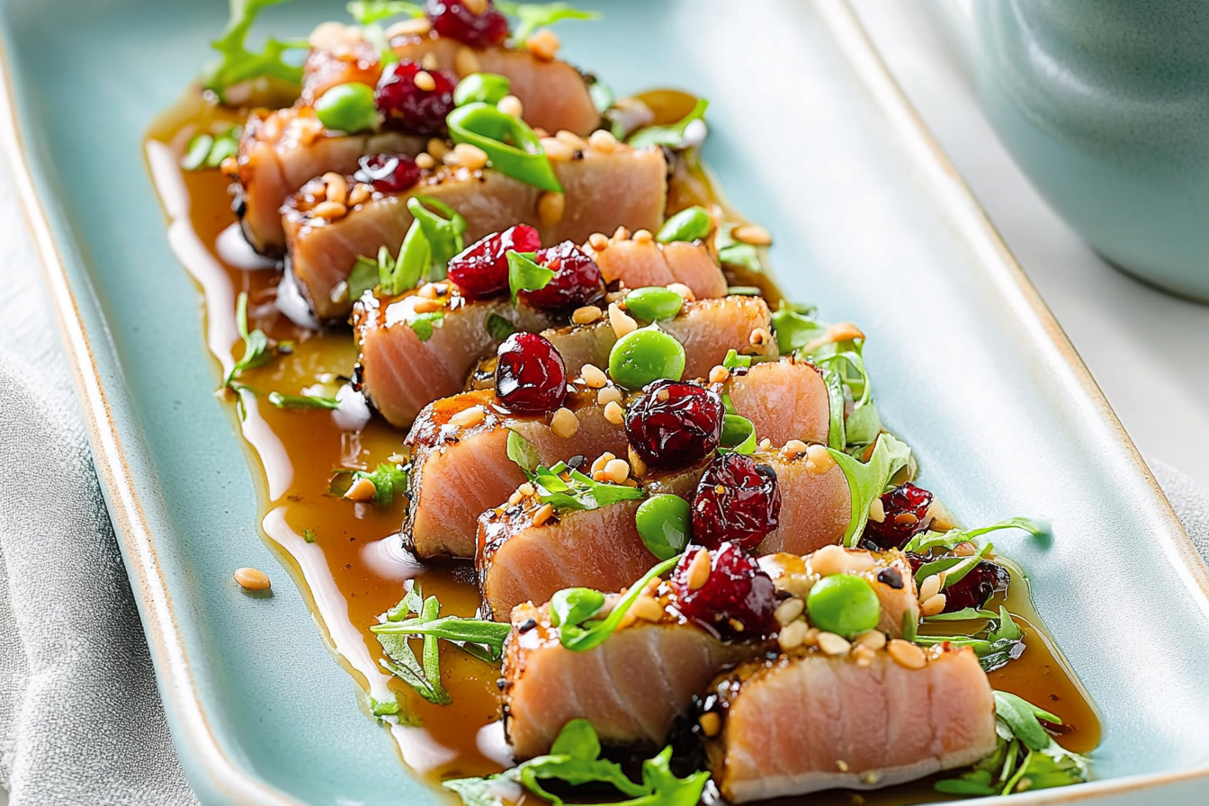 Tataki z tuńczyka z żurawiną