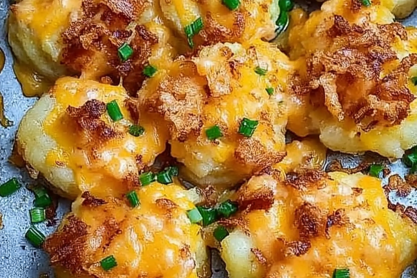 Crispy smashed potatoes with cheddar