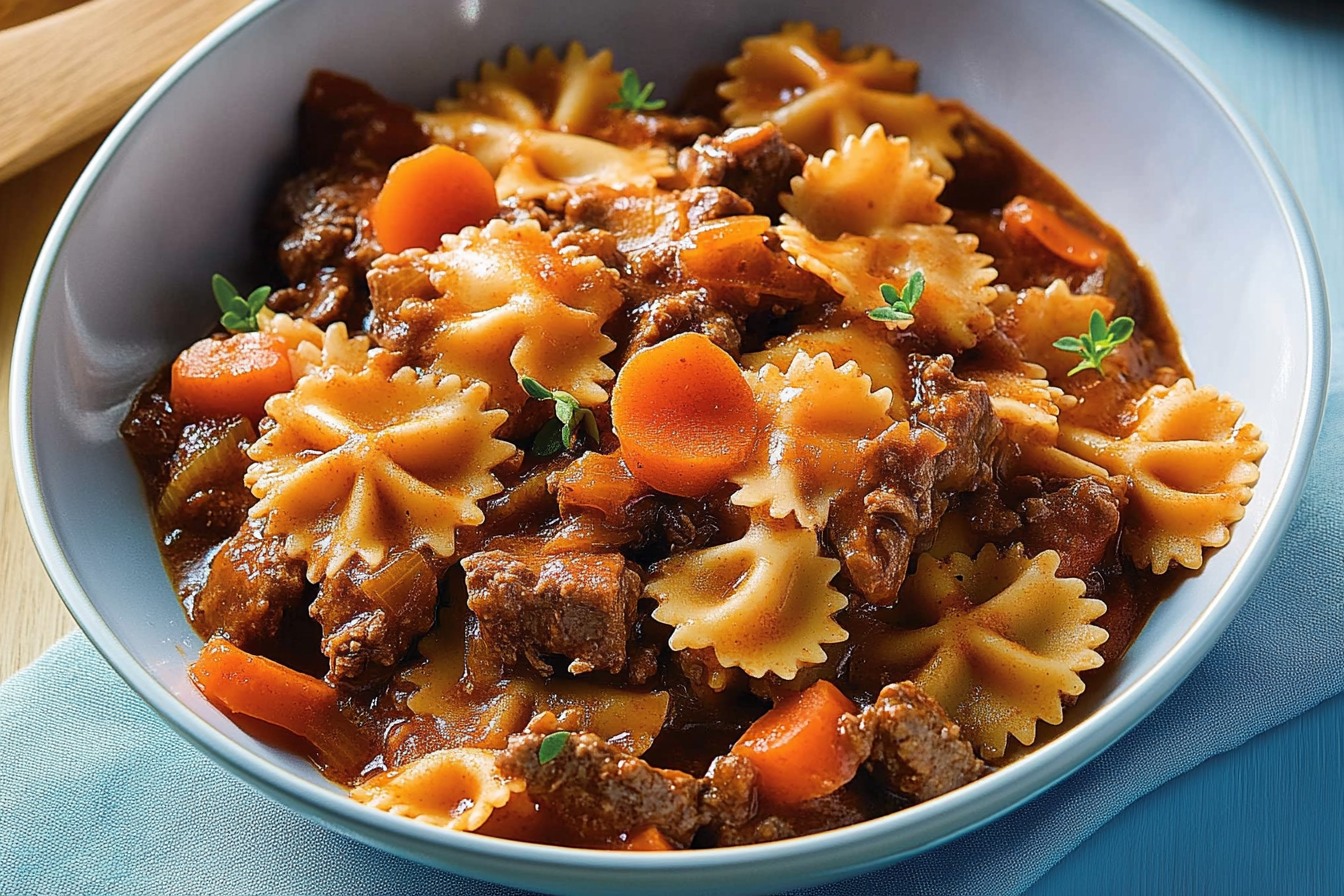 Farfalle bourguignonnes au boeuf