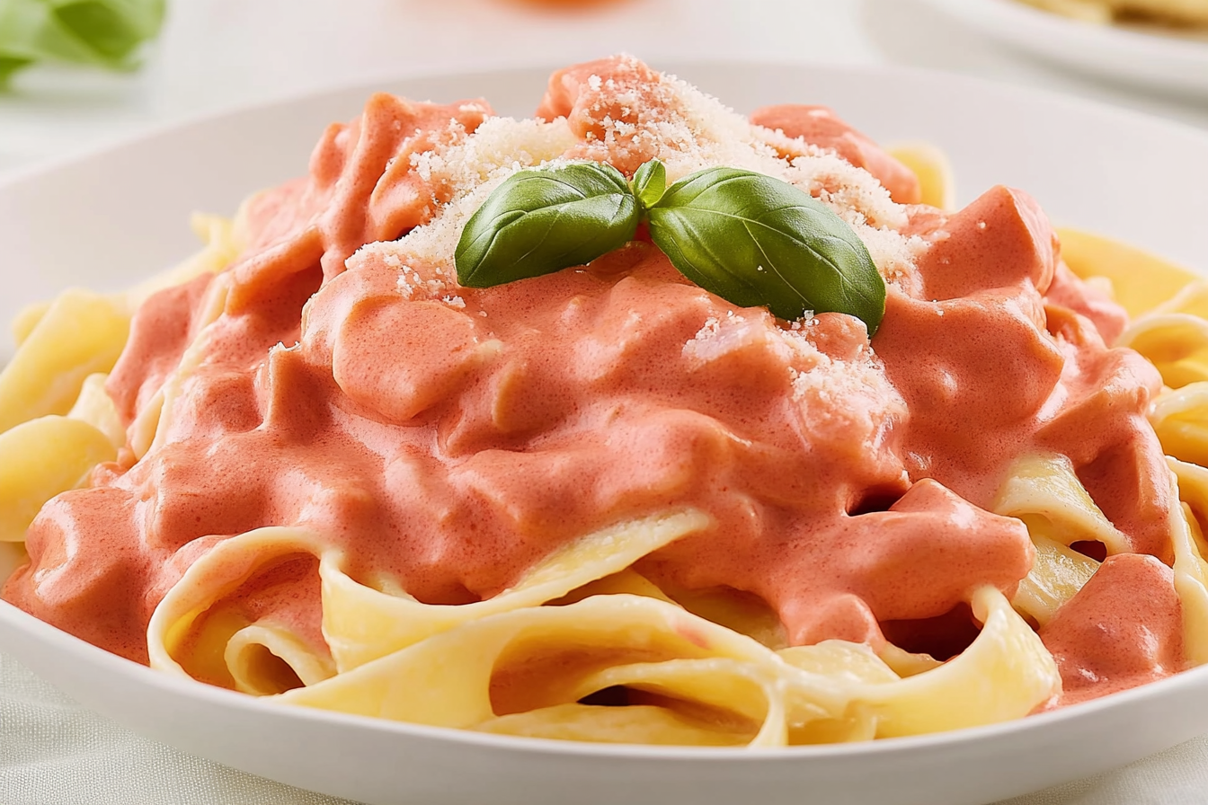 Fettuccine w sosie różowym