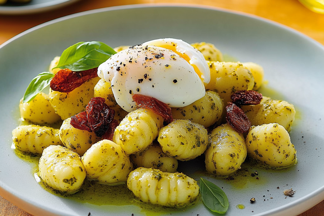 Gnocchi z pesto i jajkami