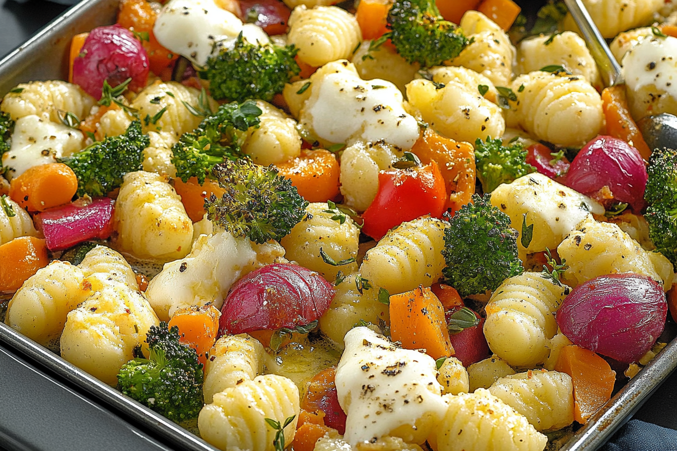 Gnocchi z warzywami na blaszce