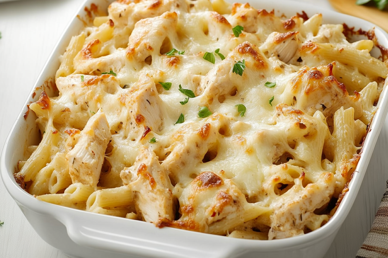 Gratin z makaronem i kurczakiem