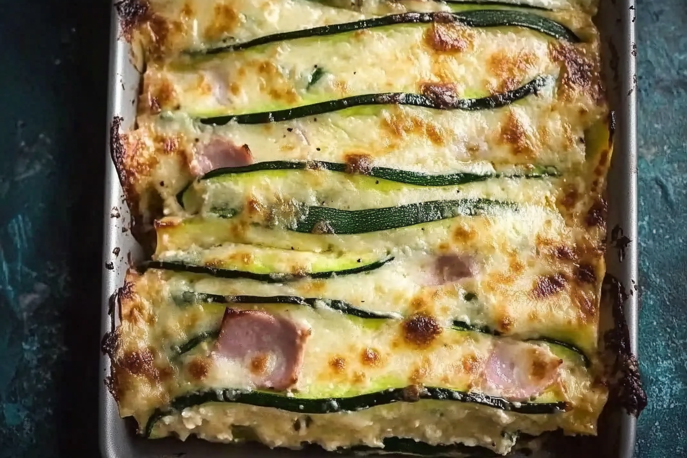 Lasagne z cukinii z szynką