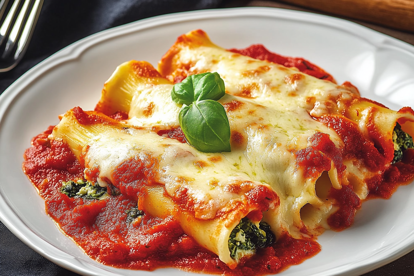 Manicotti ze szpinakiem i serem