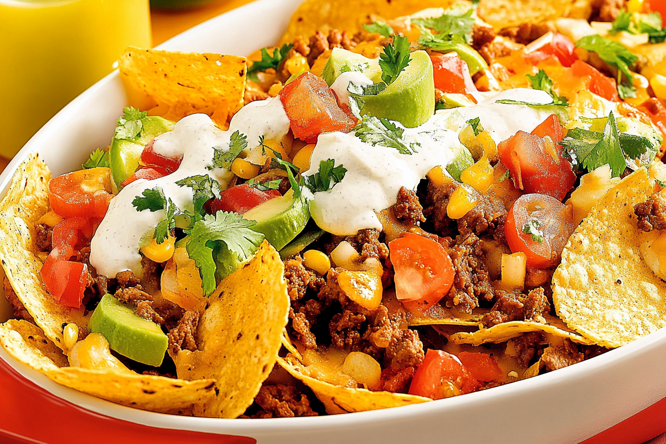 Nachos z wołowiną i warzywami