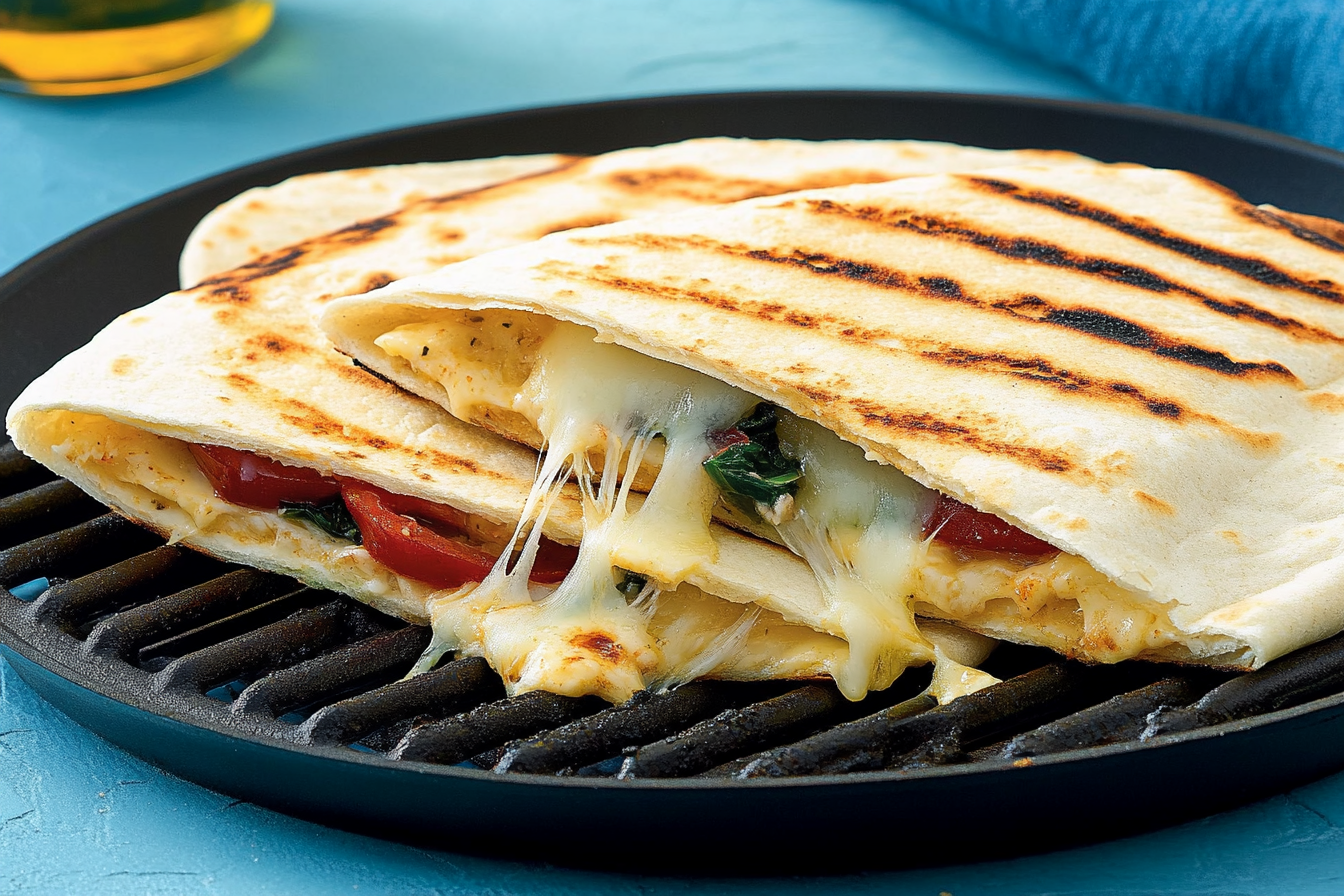 Pita z serem cheddar na grillu