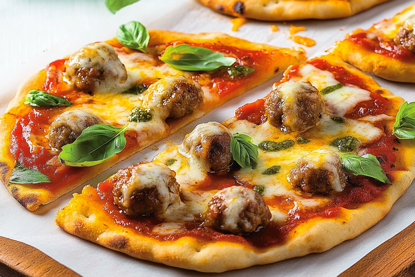 Pizze naan z klopsikami