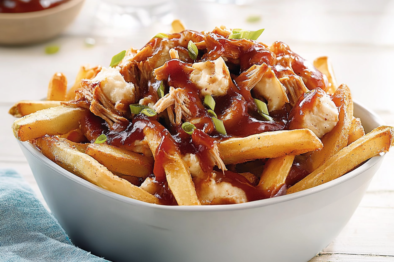 Poutine z wieprzowiny szarpanej