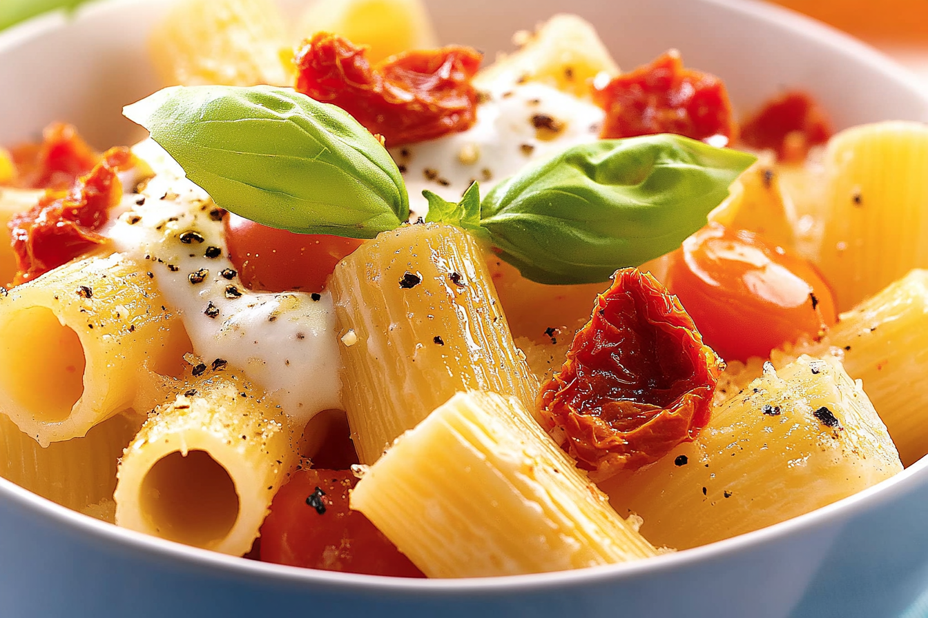 Rigatoni z pomidorami i burratą