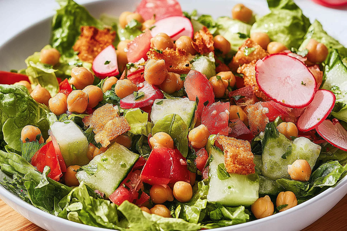 Sałatka fattoush z ciecierzycą