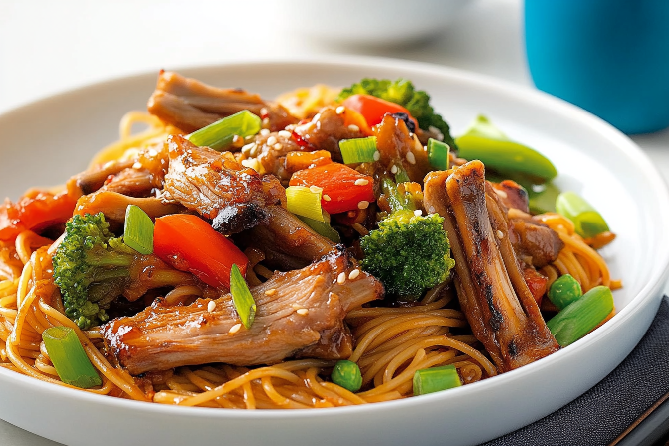 Spaghetti chińskie z żeberkami