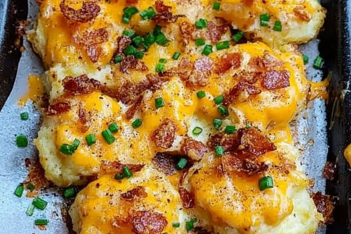 Crispy smashed potatoes with cheddar
