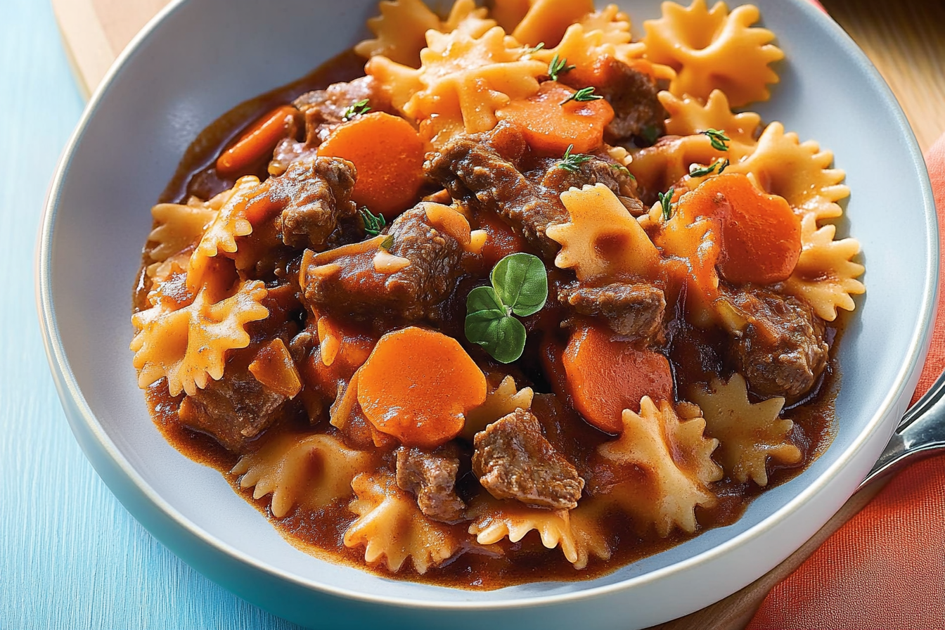 Farfalle bourguignonnes au boeuf