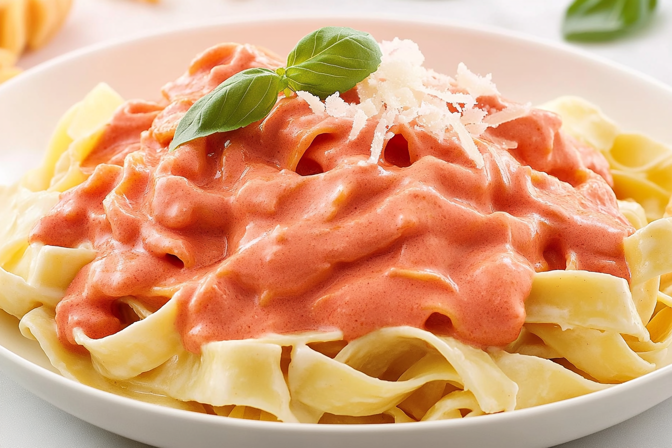 Fettuccine w sosie różowym