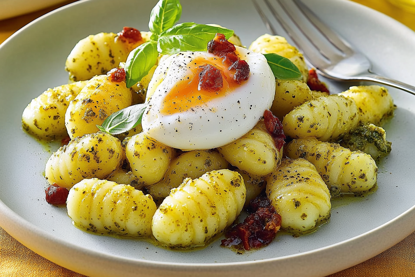 Gnocchi z pesto i jajkami