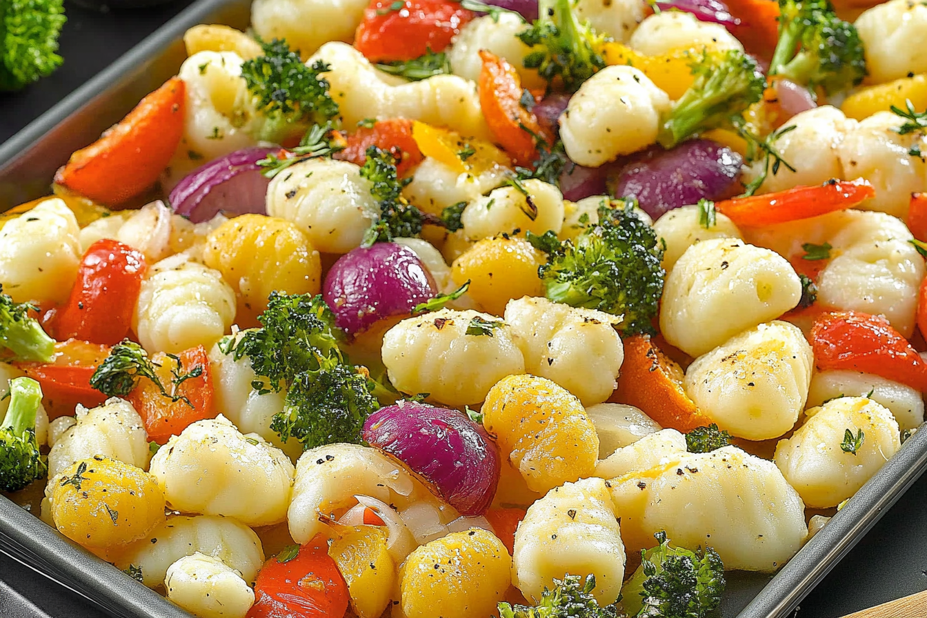 Gnocchi z warzywami na blaszce