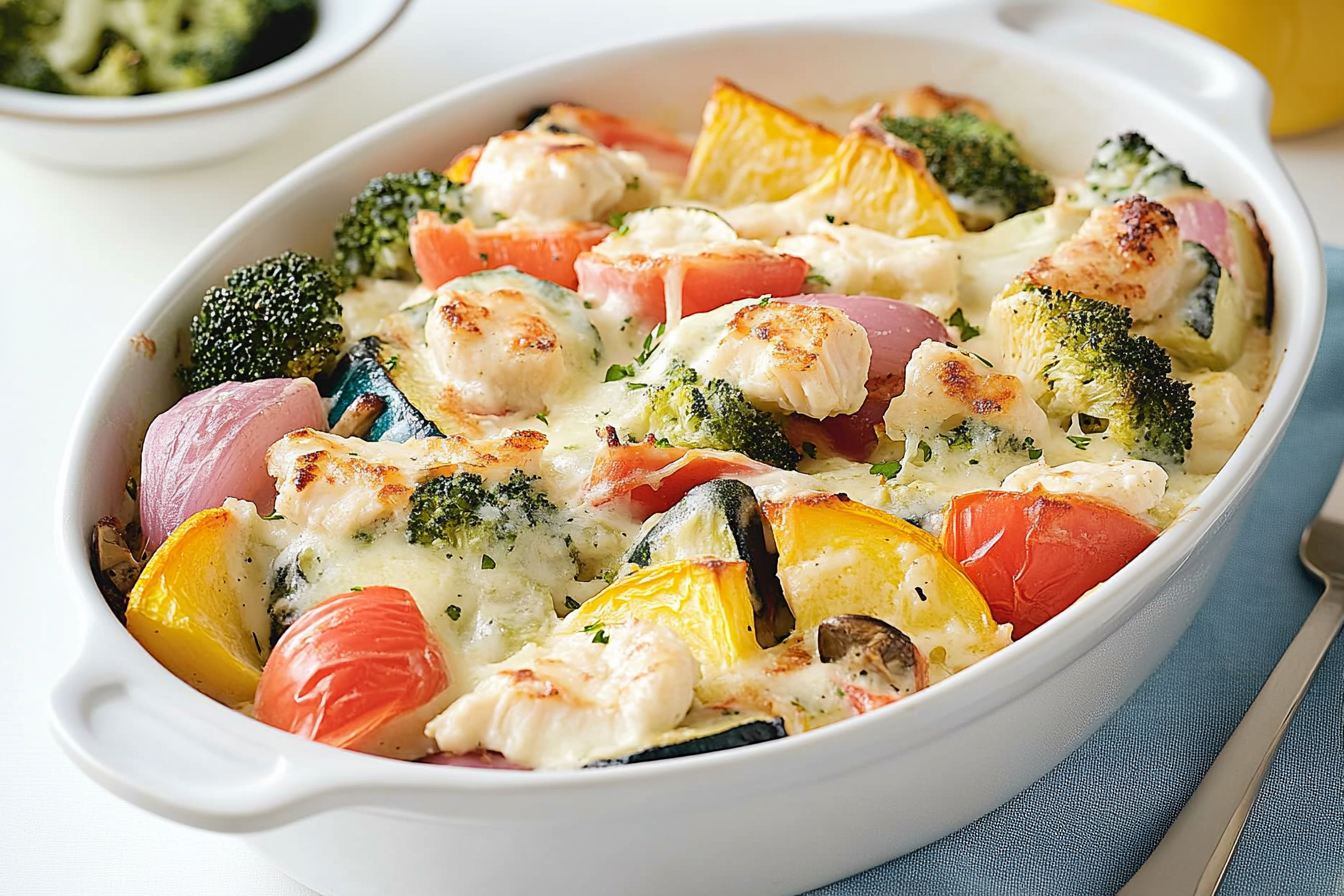Gratin warzywny Alfredo z goberge