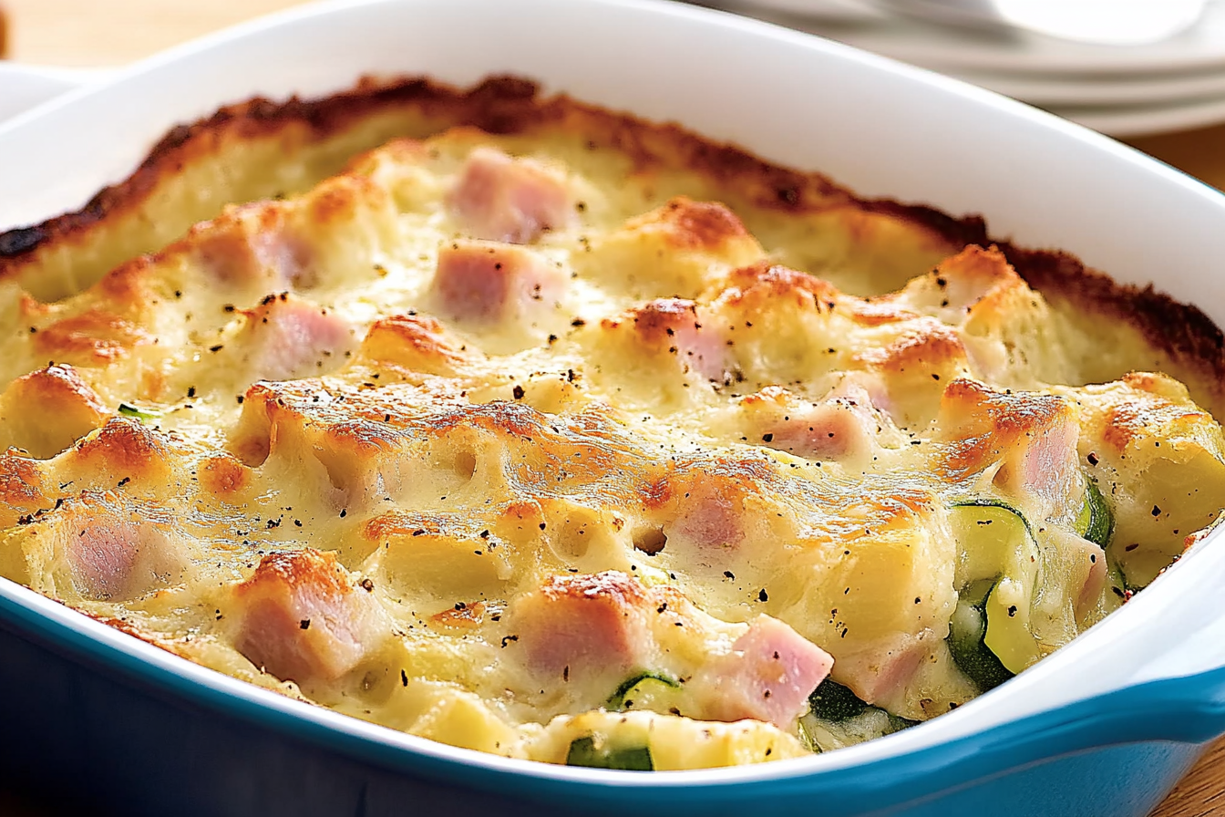 Gratin z szynką i cukinią