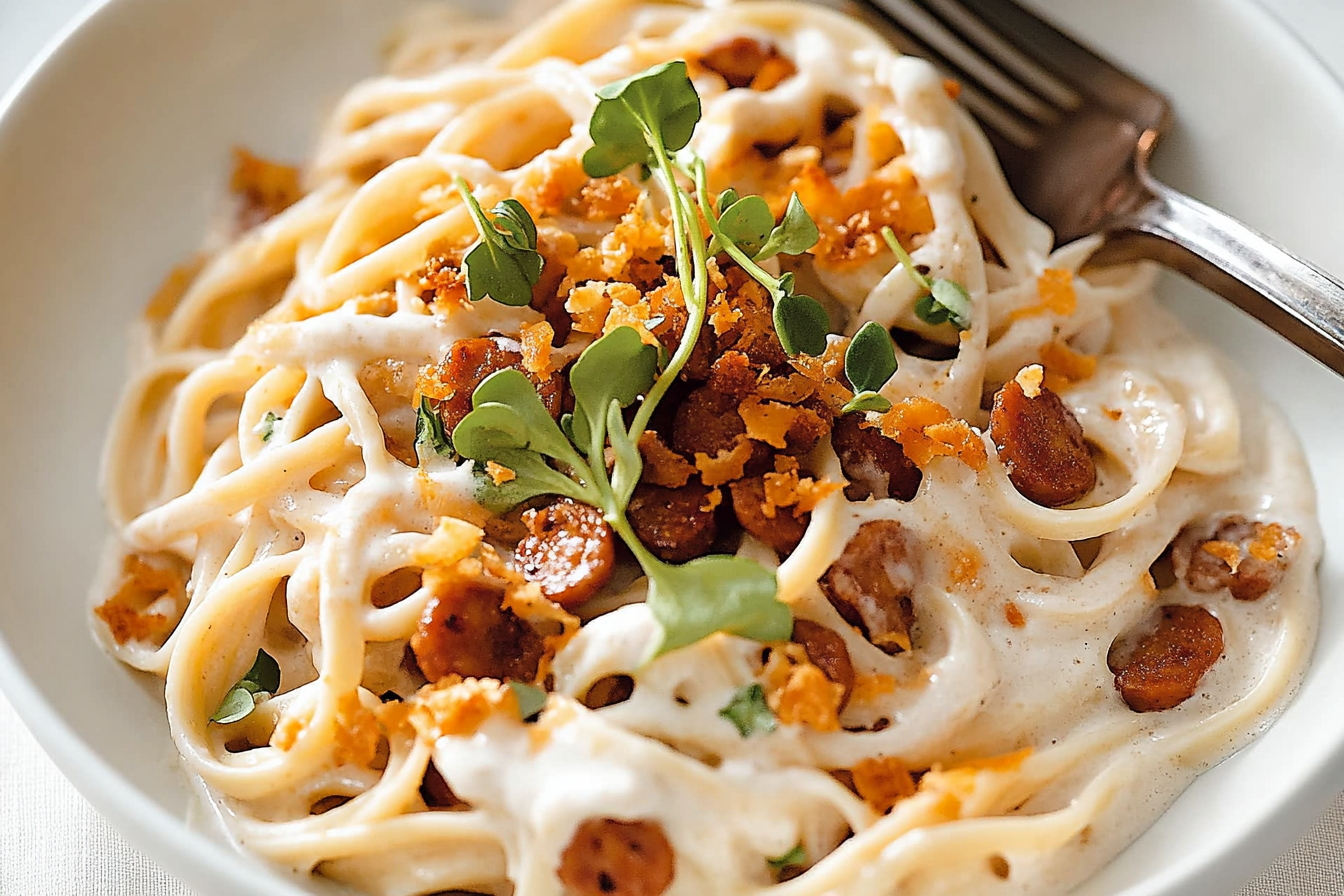 Linguine w kremowym sosie kiełbasianym