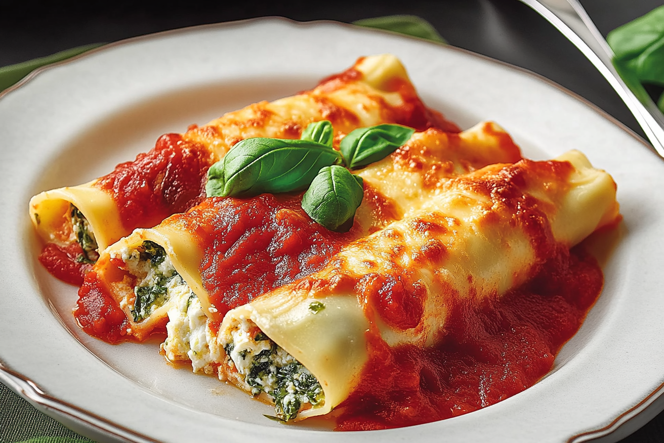 Manicotti ze szpinakiem i serem