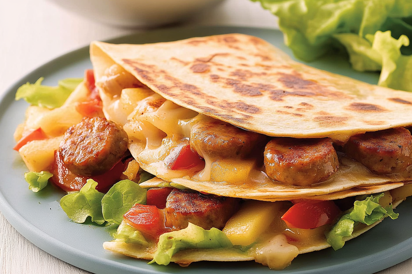 Quesadillas z kiełbasą i serem