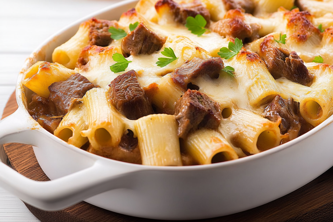 Rigatoni z wołowiną po poutine